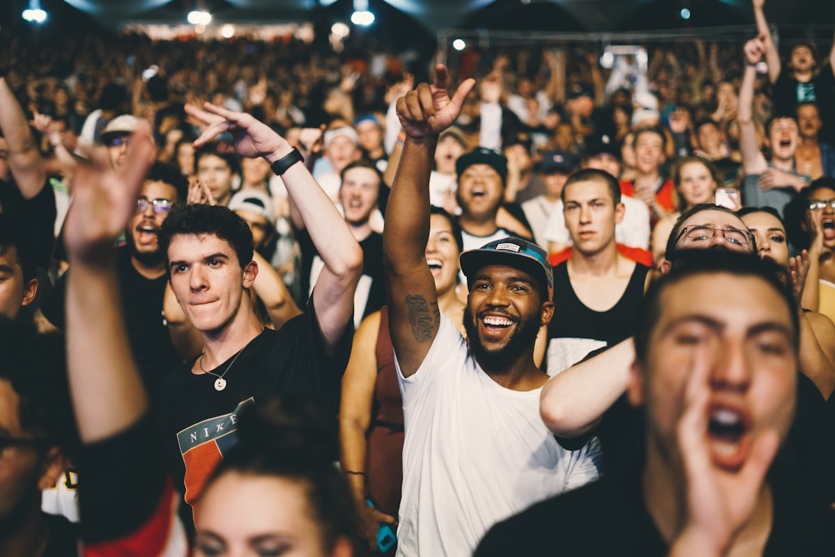 International crowd on a wedding dance floor
